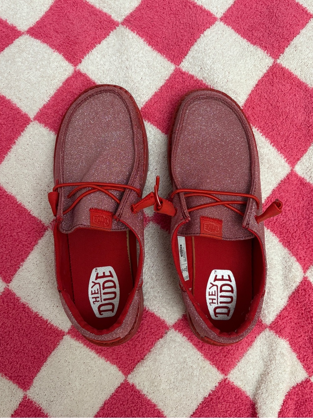 Red Sparkle Hey Dude Casual Shoes Women’s Size 8 🫧